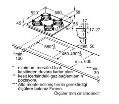 Siemens iQ100 Gazlı Ocak 60 cm sert cam, beyaz EO6C2PB11O