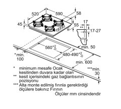 Siemens iQ100 Gazlı Ocak 60 cm sert cam, titanyum EO6C8PO00O