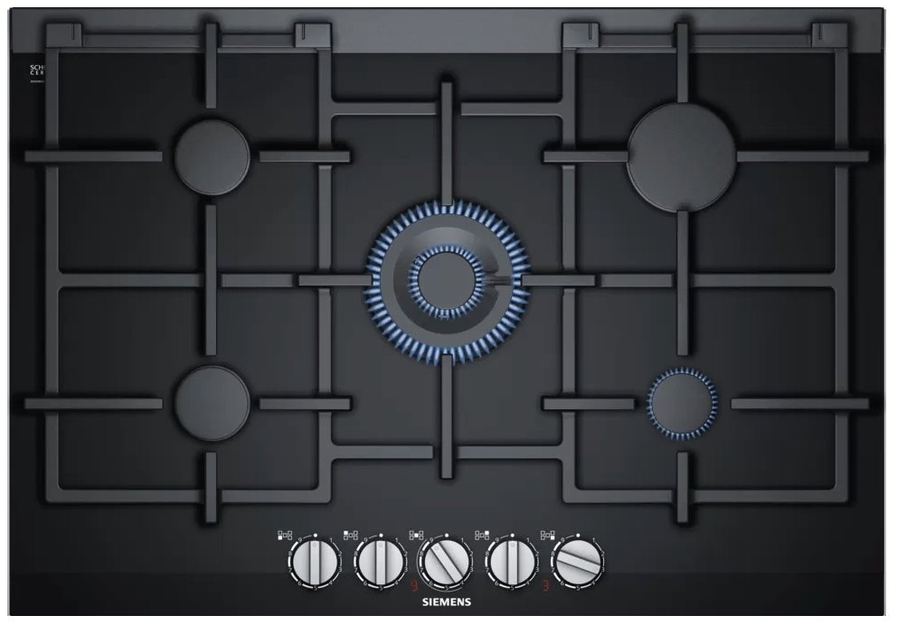 Siemens iQ700 Gazlı Ocak 75 cm cam seramik, siyah ER7A6RD70