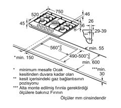 Siemens iQ700 Gazlı Ocak 75 cm cam seramik, siyah ER7A6RD70
