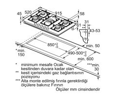 Siemens iQ500 Gazlı Ocak 90 cm sert cam, siyah EP9A6QB90