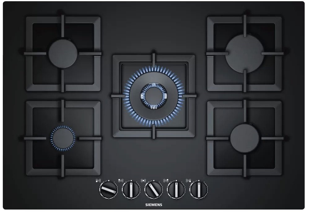 Siemens iQ500 Gazlı Ocak 75 cm sert cam, siyah EP7A6QB20