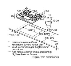 Siemens iQ500 Gazlı Ocak 75 cm sert cam, siyah EP7A6QB20
