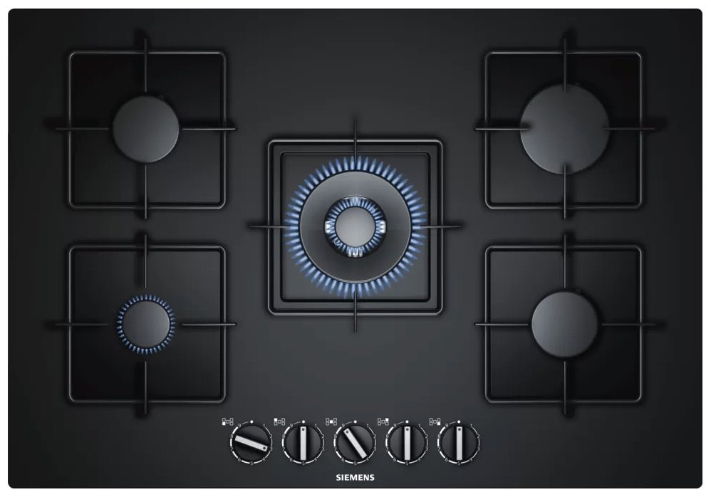 Siemens iQ500 Gazlı Ocak 75 cm sert cam, siyah EP7A6QB10