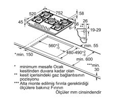 Siemens iQ500 Gazlı Ocak 75 cm sert cam, siyah EP7A6QB10