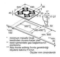Siemens iQ100 Gazlı Ocak 60 cm sert cam, titanyum EO6C8PO00L