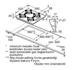 Siemens iQ100 Gazlı Ocak 60 cm sert cam, siyah EO6C6PB11L