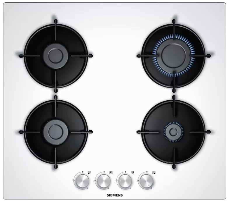 Siemens iQ300 Gazlı Ocak 60 cm sert cam, beyaz EN6B2PO10O