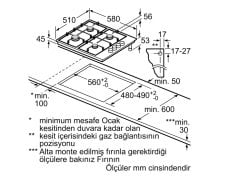 Siemens iQ100 Gazlı Ocak 60 cm Paslanmaz çelik EB6C5PB80L